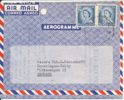 New Zealand Aerogramme Sent To Denmark 9-2-1957 - Corréo Aéreo