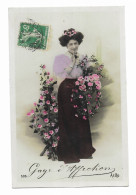 CPA De 1911 - Gage D'Affection - Aéro 505 -Femme En Jupe Longue Et Corsage Mauve Entourée De Fleurs - - Women