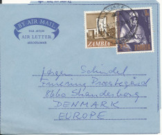 Zambia Aerogramme Sent To Denmark 1969 - Zambia (1965-...)