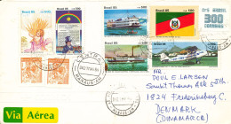 Brazil Cover Sent Air Mail To Denmark 21-5-1986 With More Topic Stamps - Lettres & Documents
