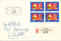 Switzerland Cover Schweiz Automobil-Postbureau 26-1-1964 European Zionist Conference Basel 1964 With A Block Of 4 - Cartas & Documentos