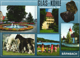 BARNBACH, STYRIA, MULTIPLE VIEWS, ARCHITECTURE, CARS, FOUNTAIN, PARK, HORSES, CHILDREN, RESORT, CHURCH,AUSTRIA, POSTCARD - Other & Unclassified