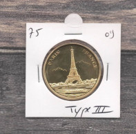 Médaille Souvenirs&Patrimoine : Tour Eiffel Et Bateau - Type 3 (couleur Or) - Altri & Non Classificati