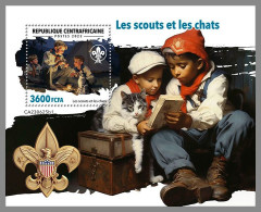 CENTRAL AFRICA 2023 MNH Cats & Scouts Katzen & Pfadfinder S/S I – IMPERFORATED – DHQ2422 - Hauskatzen