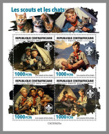 CENTRAL AFRICA 2023 MNH Scouts & Cats Pfadfinder & Katzen M/S – IMPERFORATED – DHQ2422 - Unused Stamps