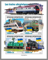 CENTRAL AFRICA 2023 MNH Ukrainian Trains Ukrainische Eisenbahnen M/S – IMPERFORATED – DHQ2422 - Eisenbahnen