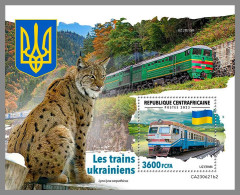 CENTRAL AFRICA 2023 MNH Ukrainian Trains Ukrainische Eisenbahnen S/S II – IMPERFORATED – DHQ2422 - Trains