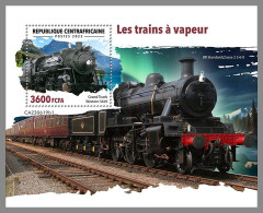 CENTRAL AFRICA 2023 MNH Steam Trains Dampflokomotiven S/S I – IMPERFORATED – DHQ2422 - Trains