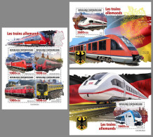 CENTRAL AFRICA 2023 MNH German Trains Deutsche Eisenbahnen M/S+2S/S – IMPERFORATED – DHQ2422 - Eisenbahnen