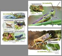 CENTRAL AFRICA 2023 MNH Grasshoppers Grashüpfer M/S+2S/S – IMPERFORATED – DHQ2422 - Autres & Non Classés