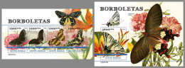 GUINEA-BISSAU 2023 MNH Butterflies Schmetterlinge M/S+S/S – IMPERFORATED – DHQ2422 - Papillons