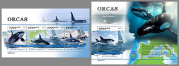 GUINEA-BISSAU 2023 MNH Orcas Schwertwale M/S+S/S – IMPERFORATED – DHQ2422 - Whales