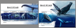 GUINEA-BISSAU 2023 MNH Whales Wale M/S+S/S – IMPERFORATED – DHQ2422 - Whales