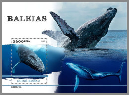 GUINEA-BISSAU 2023 MNH Whales Wale S/S – IMPERFORATED – DHQ2422 - Balene