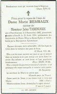 Doodsprentje/Image Mortuaire. Dame Marie Rembaux/Taminiaux. Familleureux 1885 - Seneffe 1944. - Images Religieuses