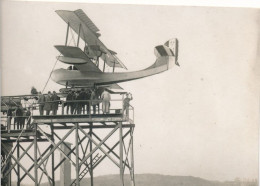 A Seaplane Ready For A Shoot Out From A Scaffolding By The Water's Edge - A Seaplane -what Are The Aircraft Type Names!! - Aerodrome