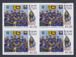 Sri Lanka 2007 MNH Unissued Imperf Proof, ICC Cricket World Cup, Sport, Sports, Team, Flag, Block - Sri Lanka (Ceylon) (1948-...)