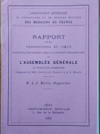 ASSOCIATION GENERALE DES MEDECINS DE FRANCE 1902 RAPPORT SUR LES PROPOSITIONS ET VOEUX LIVRET DE 8 PAGES - Santé