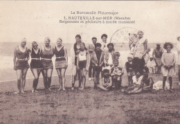 HAUTEVILLE SUR MER : CPA N. TROUVEE AVEC CETTE VUE BAIGNEUSES ET PECHEURS A MAREE MONTANTE.1933 T.B. ETAT. - Autres & Non Classés