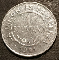 BOLIVIE - BOLIVIA - 1 BOLIVIANO 1991 - KM 205 - Acier Inoxydable - Bolivie