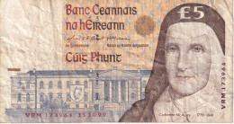 BILLETE DE IRLANDA DE 5 POUNDS DEL AÑO 1999 (BANKNOTE) - Irlande