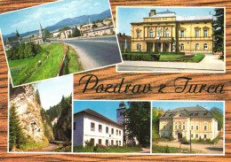 PRIBOVCE, MULTIPLE VIEWS, ARCHITECTURE, TOWER, MOUNTAIN, CAR, PARK, SLOVAKIA, POSTCARD - Slovakia