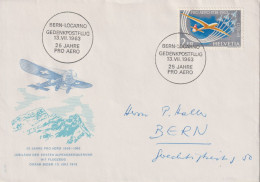 1963 Schweiz, 25 Jahre Pro AERO, Gedenkpostflug Bern-Locarno Zum:CH F46, Mi:CH 780, - Primeros Vuelos