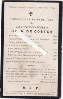 Jean De Coster :  Everberg 1 821 - Nossegem 1902 ( Vicaire Neerijse - Pastoor Curé Hoegaarden - Antwerpen - Nossegem - Devotion Images