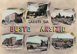 BUSTO ARSIZIO-VARESE-SALUTI DA..-MULTIVEDUTE-CARTOLINA VERA FOTOGRAFIA NON VIAGGIATA -1958-1965 - Varese