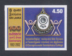 Sri Lanka Ceylon 2002 MNH Imperf Error, Gonapinuwala Saralankara College, Education, Knowledge - Sri Lanka (Ceylan) (1948-...)