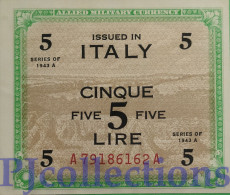 ITALIA - ITALY 5 LIRA 1943 PICK M18a AU/UNC - Geallieerde Bezetting Tweede Wereldoorlog