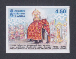 Sri Lanka 2003 MNH Imperf Proof, Ragama Walpola Poson Maha Perahara, Elephant, Procession, Culture, Buddhism, Festival - Sri Lanka (Ceylan) (1948-...)