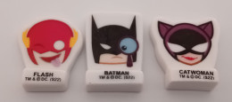 FEVE  - FEVES -   "PASQUIER SUPER HEROS DC COMICS 2023" - THE FLASH - BATMAN - CATWOMAN - LOT DE 3 - Strip
