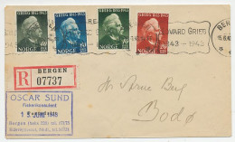 Registered Cover / Postmark Norway 1943 Edvard Grieg - Composer - Musik