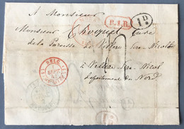 Belgique, Divers Griffes Et Cachets Sur Lettre (LSC) De MONS 1.9.1844 Pour La France (entrée) - (B2267) - Autres & Non Classés