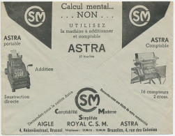 Postal Cheque Cover Belgium 1937 Counting Machine - Calculator - Astra - Typewriter - Ohne Zuordnung