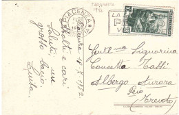 CARTOLINA SANTA TERESA CON ANNULLO TARGHETTA SPIAGGIA DI PESARO - 1946-60: Poststempel