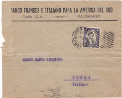 CHILE - VALPAISO - BUSTA - BANCO FRANCES E ITALIANO PARA LA AMERICA DEL SUD - VIAGGIATA PER GENES- ITALIA -1924 - Chile