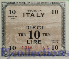 ITALIA - ITALY 10 LIRA 1943 PICK M19a AUNC - Geallieerde Bezetting Tweede Wereldoorlog