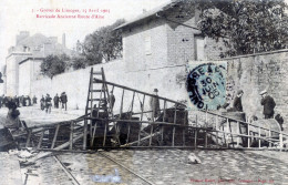 87  LIMOGES   LES GREVES DE 1905   BARRICADE ANCIENNE ROUTE D'AIXE - Limoges