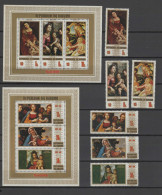 Burundi 1969 Paintings Botticelli, Rubens, Il Vecchio Etc., Christmas Set Of 6 + 2 S/s MNH - Madones
