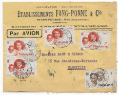 MADAGASCAR Dispersion D'une Collection D'oblitération Lettre Par Avion Timbre Càd NOSSI-BE 1948 - Lettres & Documents