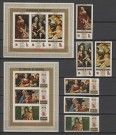 Burundi 1969 Paintings Botticelli, Rubens, Il Vecchio Etc., Christmas Set Of 6 + 2 S/s Imperf. MNH - Madonne