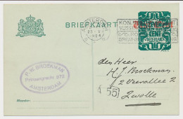 Briefkaart G. 180 A I Amsterdam - Zwolle 1924 - Entiers Postaux