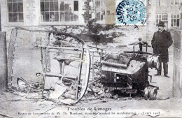 87  LIMOGES   LES GREVES DE 1905   RESTES DE L'AUTOMOBILE  DE MR HAVILAND - Limoges