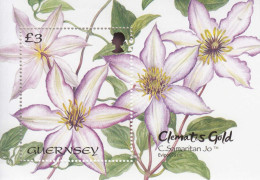 2022 Guernsey Clematis Gold Flowers Fleurs Souvenir Sheet MNH @ BELOW FACE VALUE - Guernsey