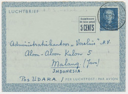 Luchtpostblad G. 5 Amsterdam - Malang Indonesia 1953 - Entiers Postaux