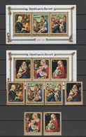 Burundi 1970 Paintings Botticelli, Dürer, El Greco, Velazquez Etc., Christmas Set Of 6 + 2 S/s MNH - Madones
