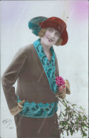 Cc688 Cartolina Fotografica Coloraise Tematica Donne Donnina Cappello Lady Woman - Other & Unclassified