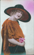 Cc698 Cartolina Fotografica Coloraise Tematica Donne Donnina Cappello Lady Woman - Andere & Zonder Classificatie